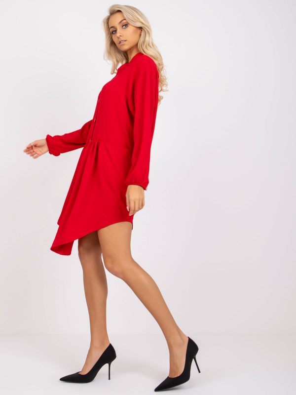Ciemnoczerwona luźna sukienka koszulowa Monica RUE PARIS