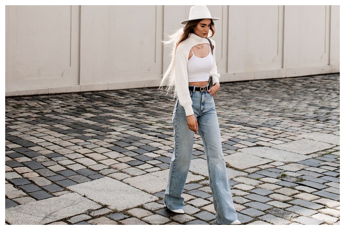 jasne szerokie jeansy rue paris