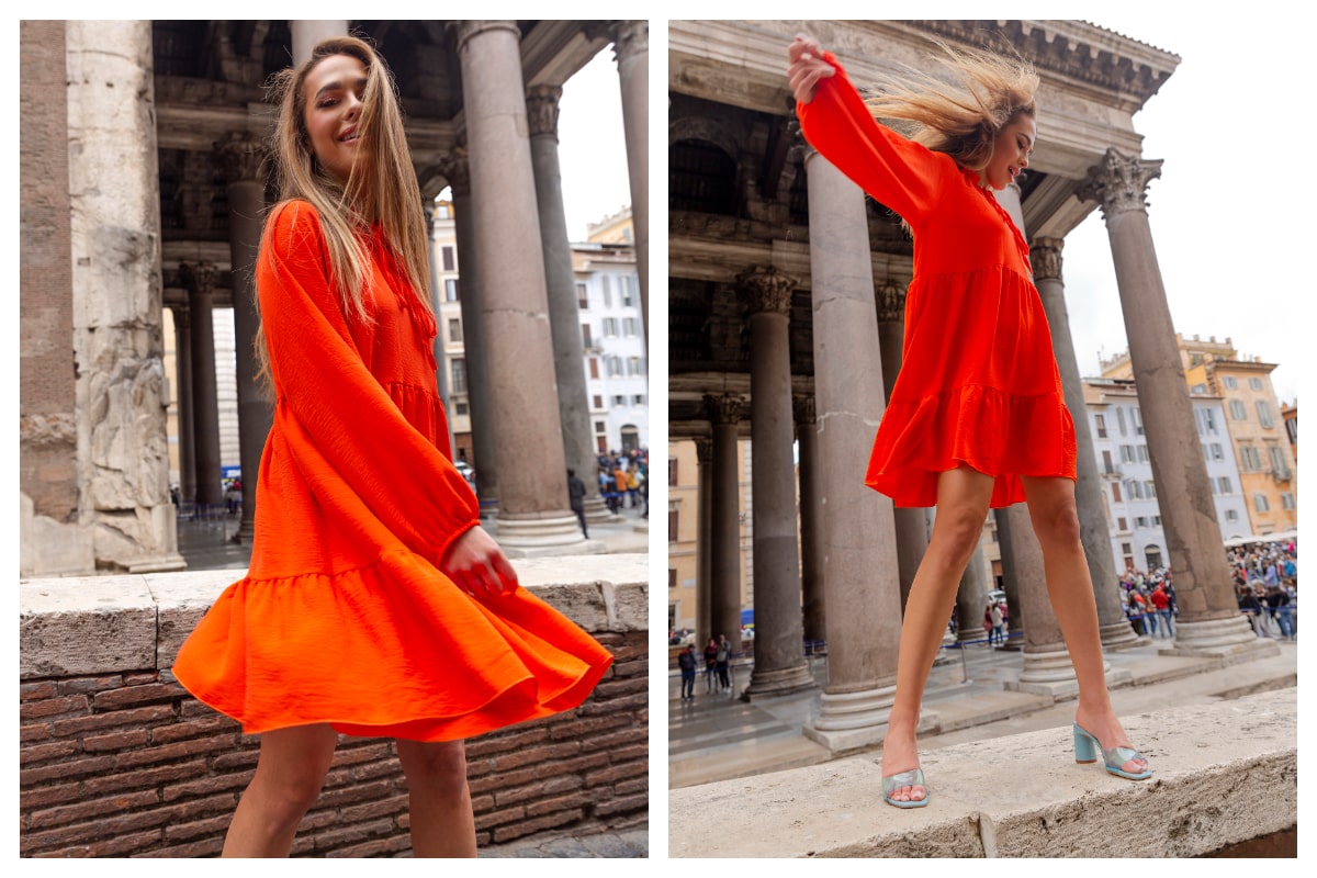pomarańczowe letnie sukienki rue paris