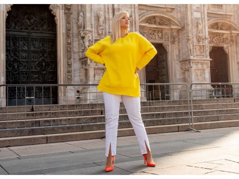 żółte bluzy dresowe rue paris w eleganckiej stylizacji