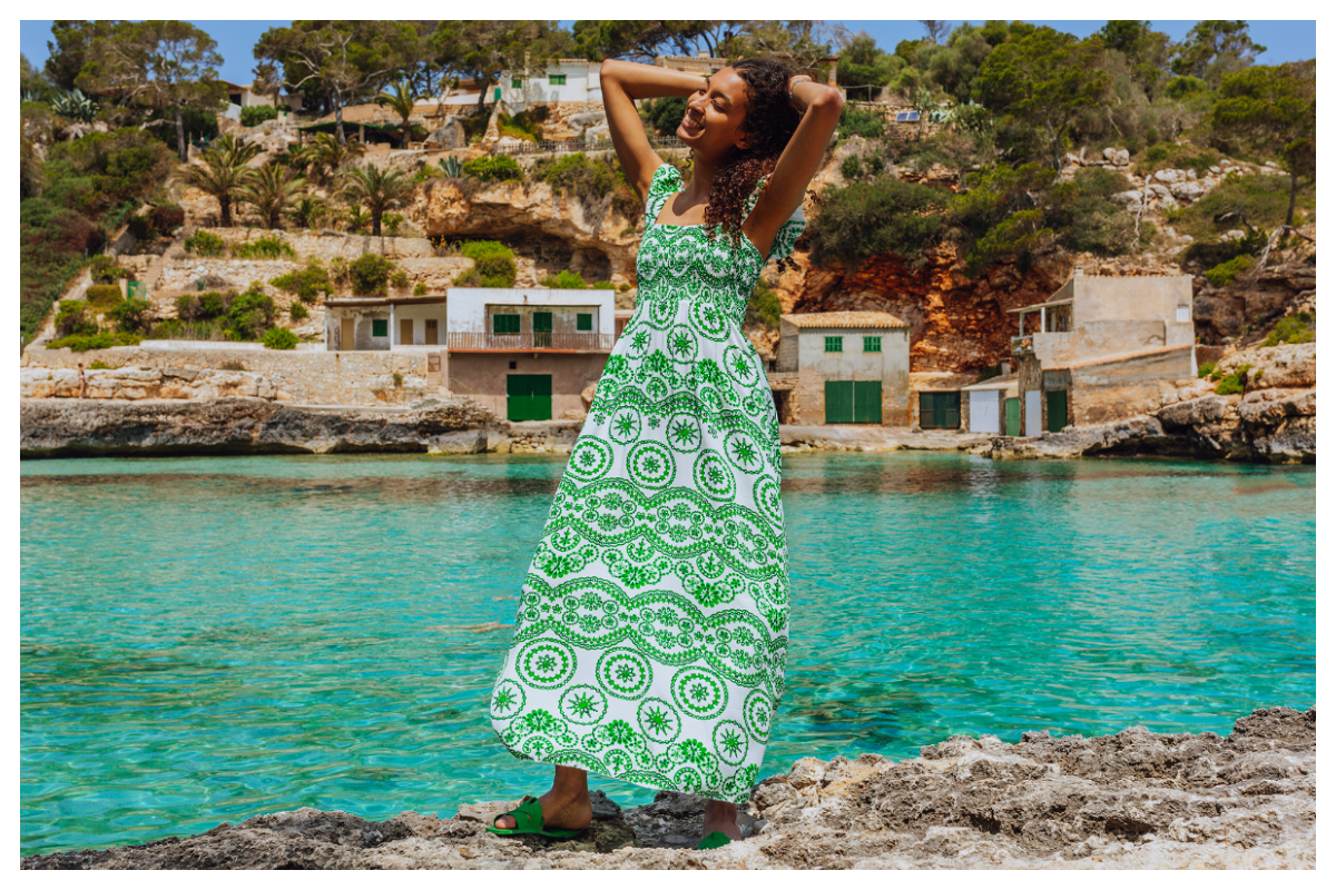 zielone sukienki maxi rue paris we wzory w hurcie na lato