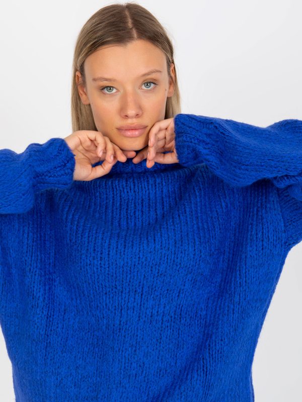 Kobaltowy ciepły sweter z golfem Ariana RUE PARIS