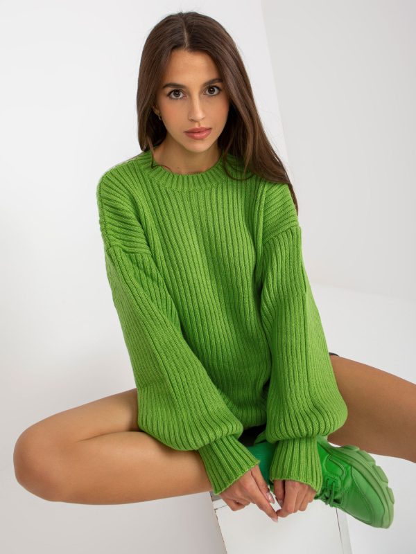 Jasnozielony dzianinowy sweter oversize RUE PARIS
