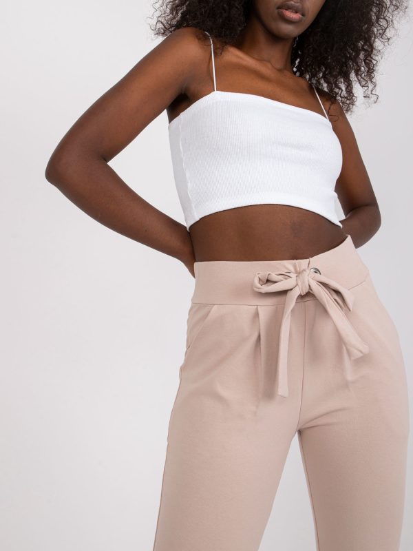 Beżowe spodnie dresowe z wiązaniem Santos RUE PARIS