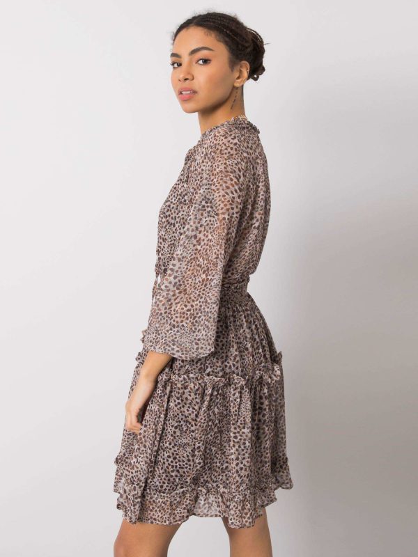 Szara sukienka z printami Kelly RUE PARIS