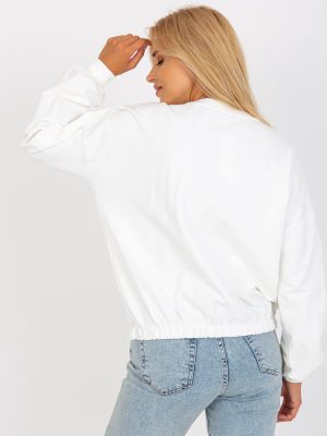 Biała bawełniana bluza dresowa bez kaptura RUE PARIS