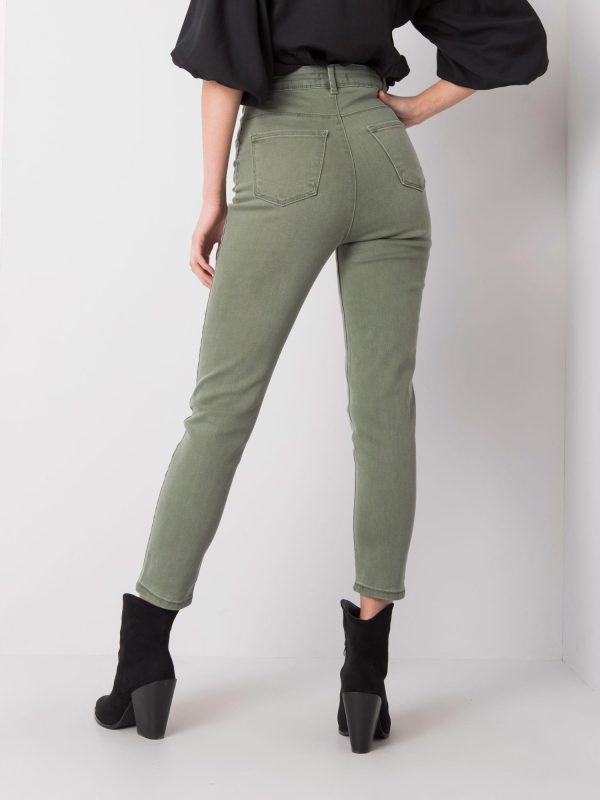 Khaki jeansy high waist Idris RUE PARIS