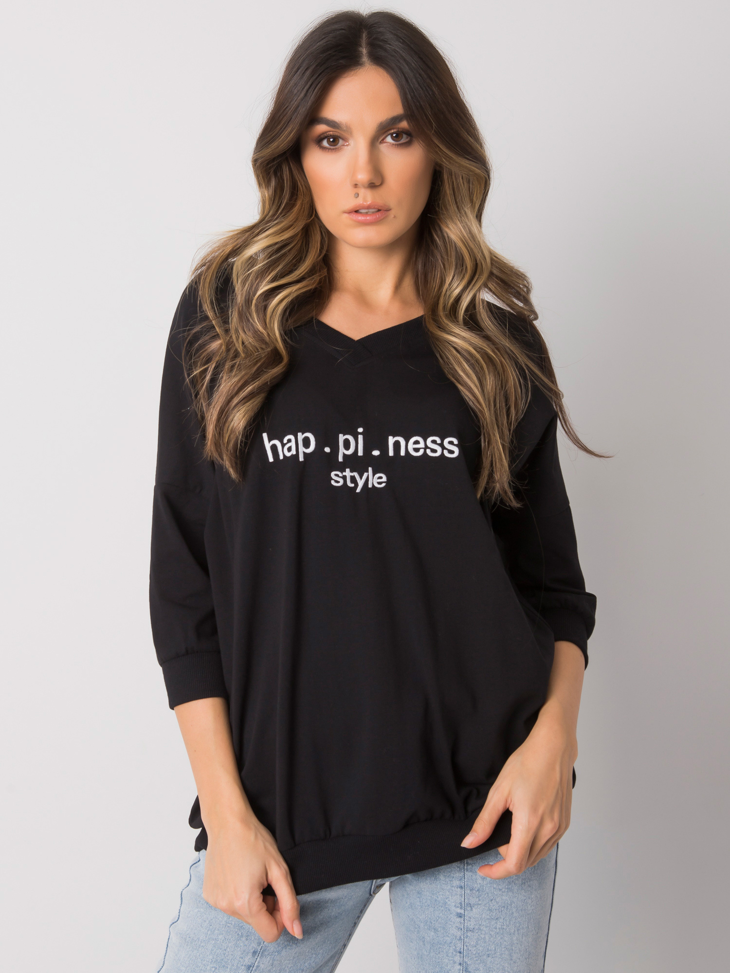 Czarna bluza z napisem Jolanda RUE PARIS Czarna bluza z napisem Jolanda RUE PARIS